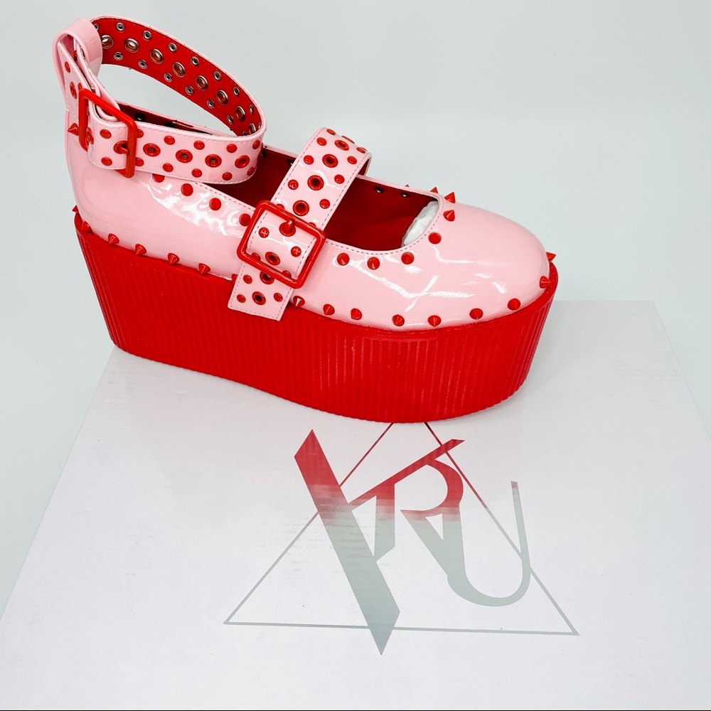 SOLD Dolls Kill X YRU PINK STRAWBERRY KAOS BABYDOLL CHUNKY MARY JANES size 8 NIB - Picture 3 of 13